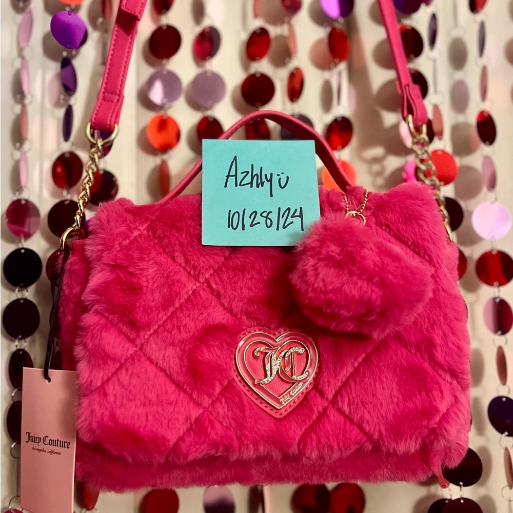 Juicy Couture Pink Quilted Fur Bag